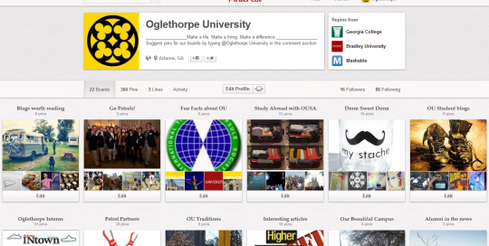 Oglethorpe Pinterest page
