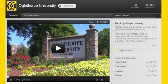 Oglethorpe University youtube website