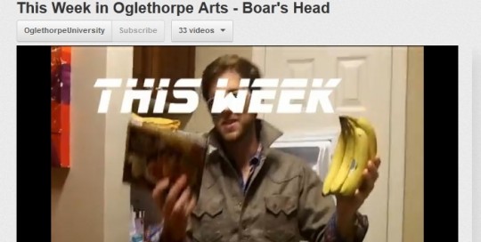 Youtube website with Oglethorpe Arts video