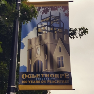 Oglethorpe University "100 Years on Peachtree" banner