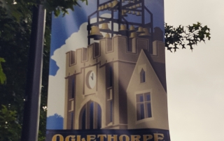 Oglethorpe University 100 years on peachtree sign